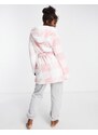 ASOS DESIGN - Vestaglia corta in comodo pile rosa a quadri
