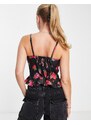 New Look - Crop top a corsetto nero a fiori