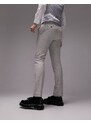 Topman Wedding - Pantaloni da abito da cerimonia skinny in misto lana grigi-Grigio