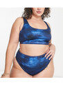 ASOS Curve ASOS DESIGN Curve - Crop top bikini con scollo profondo squadrato blu con stampa tie-dye-Multicolore