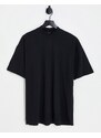 New Look - T-shirt oversize dolcevita nera-Nero