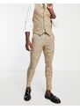 ASOS DESIGN - Pantaloni da abito super skinny in misto lana color pietra a spina di pesce-Neutro