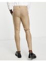 ASOS DESIGN - Pantaloni da abito super skinny in misto lana color pietra a spina di pesce-Neutro