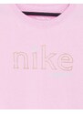 Nike - T-shirt squadrata corta rosa con logo metallizzato laminato