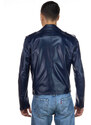 Leather Trend Chiodo Tre Tasche - Chiodo Uomo Blu in vera pelle