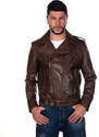 Leather Trend Chiodo Tre Tasche - Chiodo Uomo Testa di Moro Oil Vintage in vera pelle