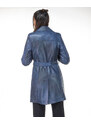 Leather Trend Viviana - Cappotto Donna Blu in vera pelle