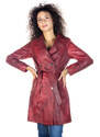 Leather Trend Viviana - Cappotto Donna Bordeaux in vera pelle