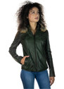 Leather Trend Michelina Cap - Giacca Donna Verde con Cappuccio in vera pelle