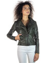 Leather Trend Cel - Chiodo Donna Verde in vera pelle