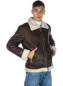 Leather Trend Franco - Giacca Uomo Testa di Moro effetto Liscio in vero montone Shearling