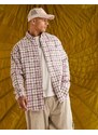 ASOS DESIGN - Camicia oversize di flanella spazzolata in stile anni '90 lilla e color crema a quadri-Viola