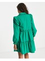 Miss Selfridge - Vestito camicia grembiule in popeline verde