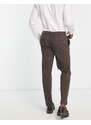 Selected Homme - Pantaloni da abito slim marroni a quadretti-Marrone