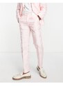 ASOS DESIGN - Pantaloni da abito slim in jacquard rosa zebrato