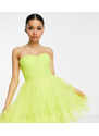 Esclusiva Lace & Beads Petite - Vestito corto avvolgente con corsetto in tulle lime-Verde