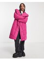 Noisy May - Cappotto imbottito taglio lungo rosa con cappuccio