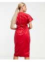 Closet London Maternity - Vestito midi rosso in velluto con maniche a kimono e cintura