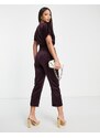 Closet London Tall - Tuta jumpsuit a portafoglio in velluto color prugna-Viola
