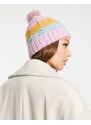 Boardmans - Berretto in maglia a trecce multicolore con pompon