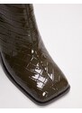 Topshop - Mae - Stivaletti alla caviglia a pianta larga kaki con tacco largo-Verde