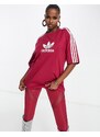 adidas Originals - Centre Stage - T-shirt color granata con trifoglio-Rosso
