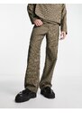COLLUSION - Pantaloni slim formali marroni e kaki a quadri in coordinato-Multicolore