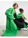 ASOS Edition - Cappotto taglio lungo in misto lana verde acceso