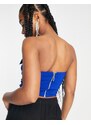 Miss Selfridge - Crop top a fascia stile corsetto blu con strass