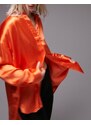 Topshop - Premium - Camicia oversize in raso arancione