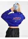Nike - Phoenix - Felpa in pile blu reale con zip corta stile college