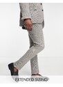 ASOS DESIGN Wedding - Pantaloni skinny da abito in misto lino marrone con micro texture
