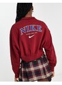 Nike - Phoenix - Felpa in pile rosso team stile college con zip corta