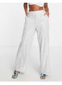 The Frolic - Pantaloni da abito in lurex argento glitterato in coordinato