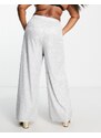 The Frolic Plus - Pantaloni da abito in lurex argento glitterato in coordinato