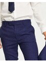 Topman - Pantaloni da abito da cerimonia super skinny blu a quadri