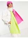 ASOS DESIGN - Sciarpa soffice lime e rosa color block-Multicolore