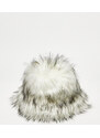 COLLUSION Unisex - Cappello da pescatore morbido in pelliccia sintetica bianca-Bianco