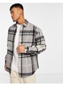 ASOS DESIGN - Camicia oversize grigia in misto lana a quadri stile anni '90-Grigio