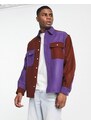 ASOS DESIGN - Camicia oversize in lana viola cut and sew-Multicolore