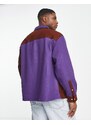 ASOS DESIGN - Camicia oversize in lana viola cut and sew-Multicolore