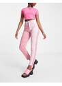 Daisy Street - Mom jeans vita alta a quadretti rosa e rossi