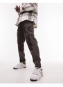 Topman - Pantaloni cargo ampi marroni con design cut and sew e cintura-Marrone
