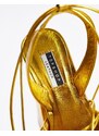 Topshop Limited Edition - Frankie - Scarpe con tacco in pelle premium oro con punta squadrata