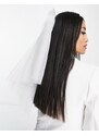 TFNC - Velo da sposa in tulle color avorio con fiocco-Bianco