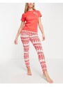 Brave Soul - Pigiama natalizio con pantaloni lunghi rosso con stampa con bastoncino di zucchero