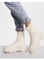 Truffle Collection - Stivali a calza in maglia color crema-Bianco