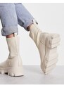 Truffle Collection - Stivali a calza in maglia color crema-Bianco
