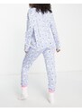 Chelsea Peers - Pigiama lungo lilla con stampa di pomerania bianchi e calzini abbinati-Viola
