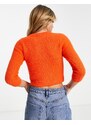 Miss Selfridge - Maglione arancione aderente in maglia cigliata